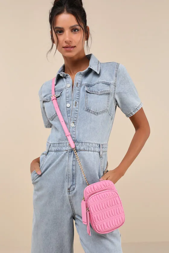 Chantal Pink Textured Vegan Leather Crossbody Bag sold by Lulus product image thumbnail 2