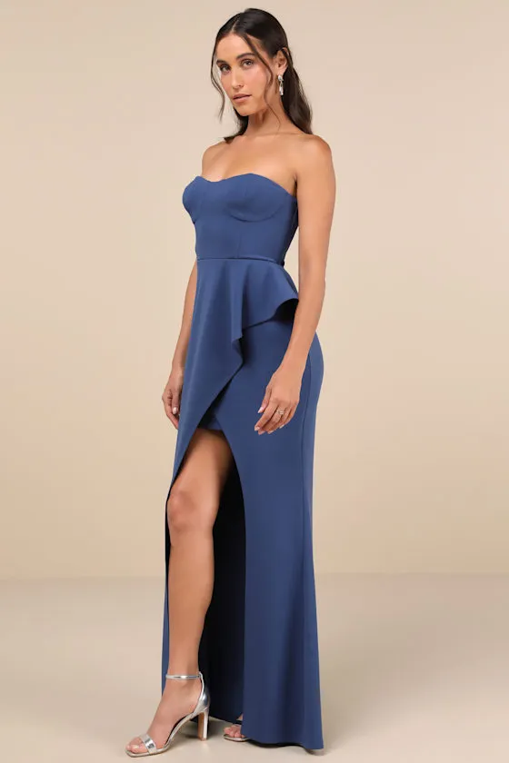 Stunning Splendor Blue Bustier Tulip Maxi Dress sold by Lulus product image thumbnail 4