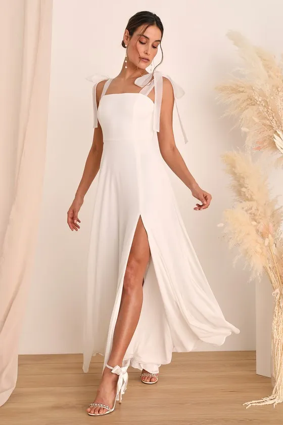 Radiant Romance White Tie-Strap Maxi Dress sold by Lulus