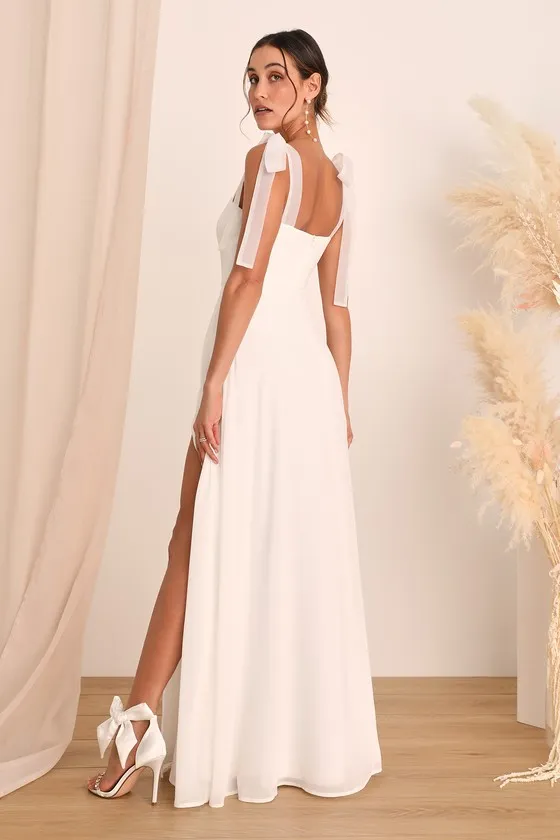 Radiant Romance White Tie-Strap Maxi Dress sold by Lulus product image thumbnail 4
