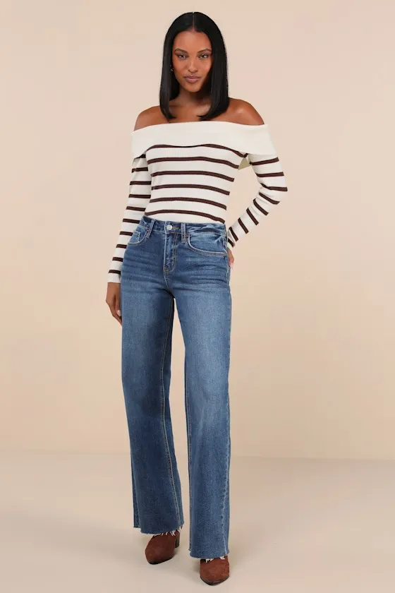 Endearing Appeal Cream Striped Ribbed Knit Off-the-Shoulder Top sold by Lulus product image thumbnail 3