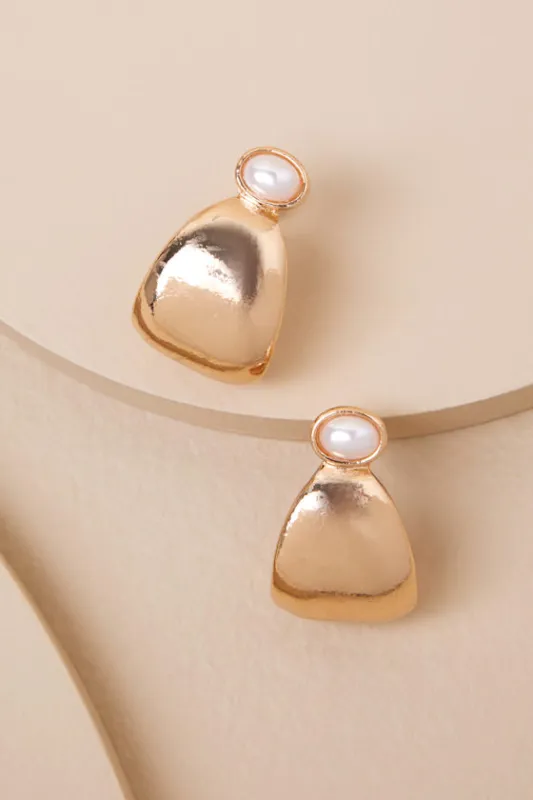 Jamine Gold Pearl Chunky Hoops sold by Lulus