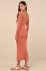 Elevated Coolness Washed Rust Long Sleeve Bodycon Midi Dress sold by Lulus