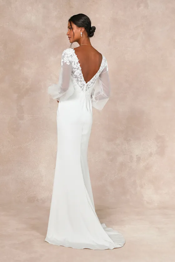 Timeless Adoration White Embroidered Bishop Sleeve Maxi Dress sold by Lulus product image thumbnail 3