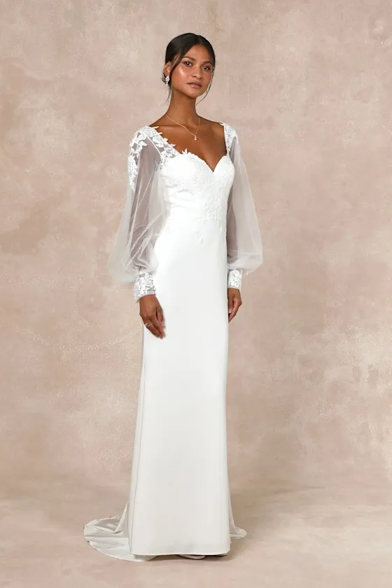Timeless Adoration White Embroidered Bishop Sleeve Maxi Dress sold by Lulus product image thumbnail 4