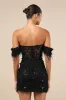 Midnight Sparkle Black Embroidered Feather Bustier Mini Dress sold by Lulus