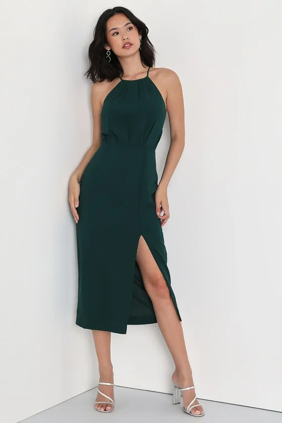 Dreamy Date Night Emerald Green Sleeveless Midi Dress sold by Lulus