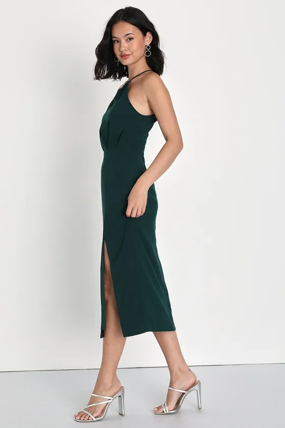 Dreamy Date Night Emerald Green Sleeveless Midi Dress sold by Lulus product image thumbnail 3