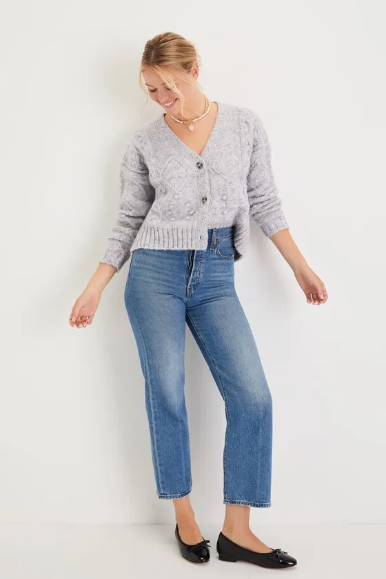 Adorable Comfort Heather Grey Cable Knit Cardigan Sweater sold by Lulus product image thumbnail 2