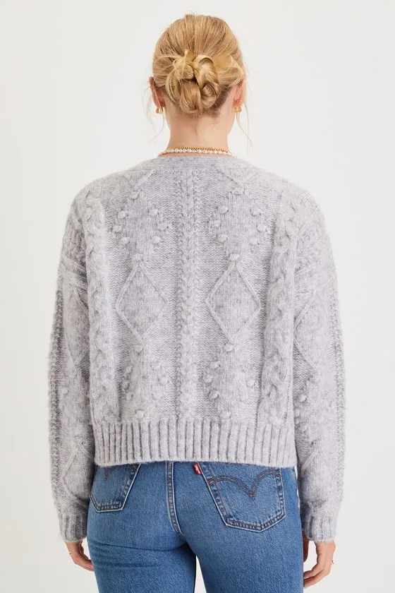 Adorable Comfort Heather Grey Cable Knit Cardigan Sweater sold by Lulus product image thumbnail 3
