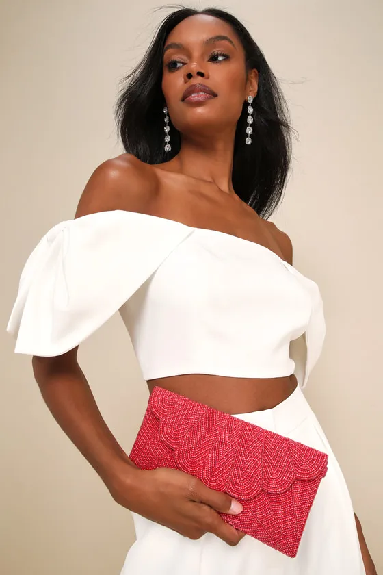 Junipero Hot Pink Beaded Clutch sold by Lulus