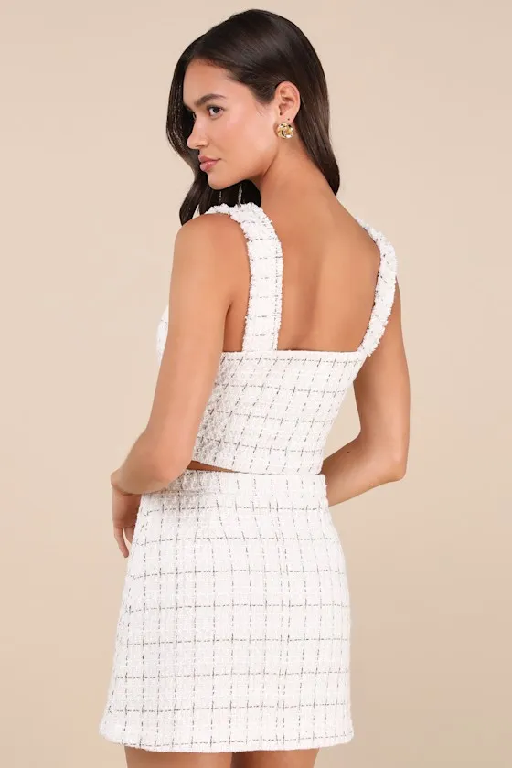 Upscale Instinct Ivory and Brown Tweed Button-Front Tank Top sold by Lulus product image thumbnail 2