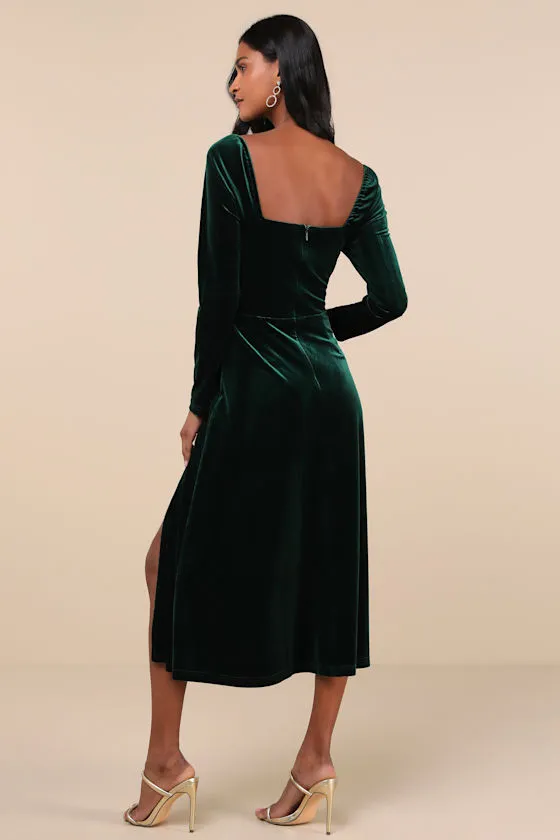 Precious Impression Emerald Green Velvet Bustier Midi Dress sold by Lulus product image thumbnail 2