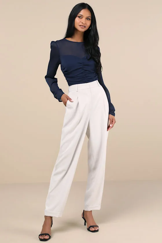 Majorly Composed Navy Blue Long Sleeve Top sold by Lulus product image thumbnail 3