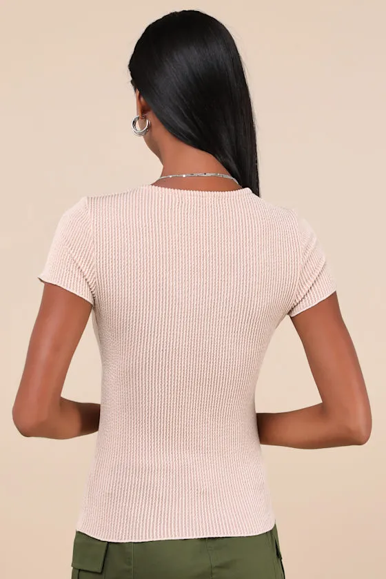 Stylish Appeal Cream Textured Short Sleeve Top sold by Lulus product image thumbnail 2