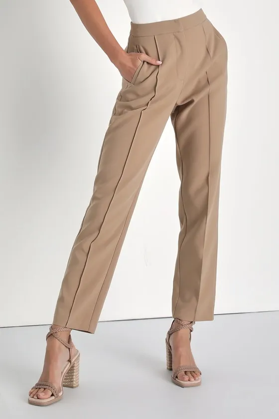 Chic Business Khaki High-Waisted Trouser Pants sold by Lulus product image thumbnail 2