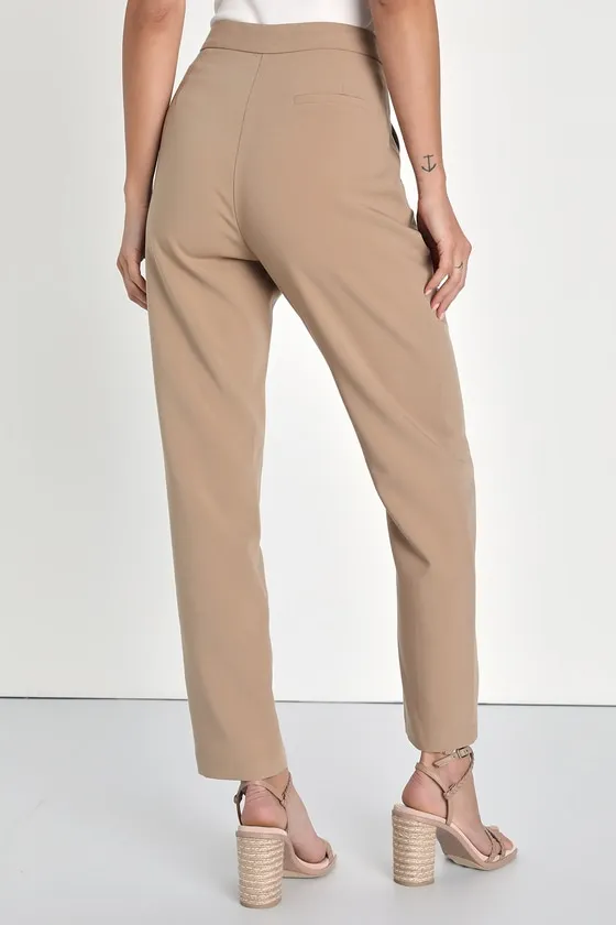 Chic Business Khaki High-Waisted Trouser Pants sold by Lulus product image thumbnail 4