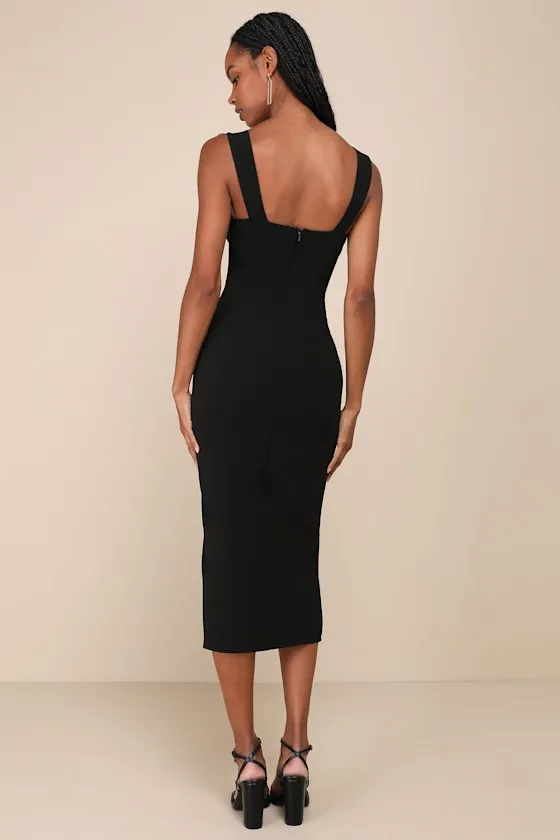 Always Beautiful Black Sleeveless Tulip Midi Dress sold by Lulus product image thumbnail 2