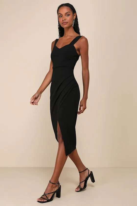Always Beautiful Black Sleeveless Tulip Midi Dress sold by Lulus product image thumbnail 4