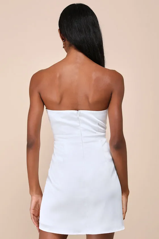 Adorable Chicness White Satin Strapless Bow Mini Dress sold by Lulus product image thumbnail 3