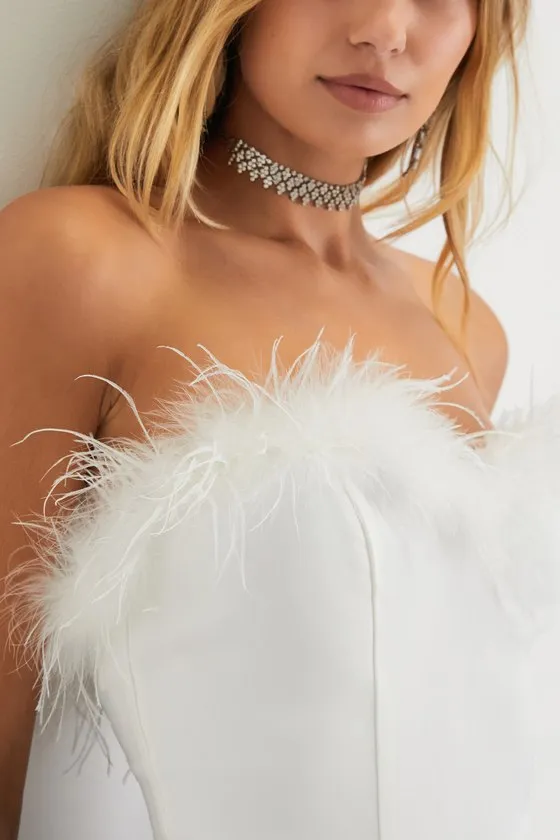 Flair for the Fabulous White Feather Cropped Tube Top sold by Lulus product image thumbnail 4
