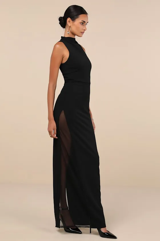 Alluring Influence Black Mock Neck Sleeveless Maxi Dress sold by Lulus product image thumbnail 2