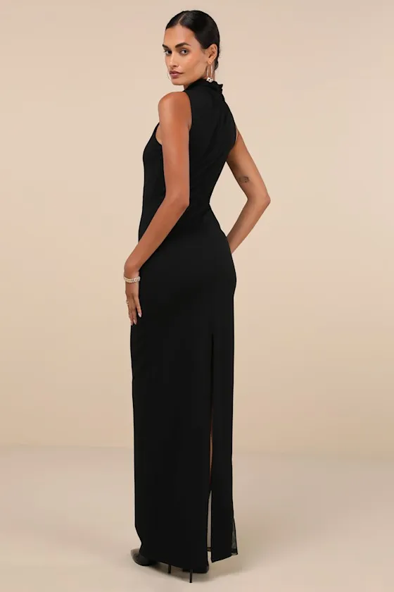 Alluring Influence Black Mock Neck Sleeveless Maxi Dress sold by Lulus product image thumbnail 3