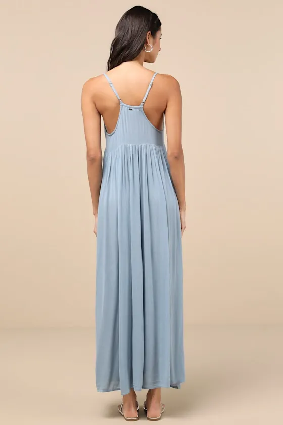 Saltwater Solids Mel Blue Maxi Swim Cover-Up Dress sold by Lulus product image thumbnail 2