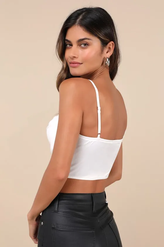 Forever Feeling Flirty Ivory Mesh Sleeveless Bustier Top sold by Lulus product image thumbnail 2