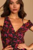 With a Flourish Black Floral Print Off-the-Shoulder Maxi Dress sold by Lulus