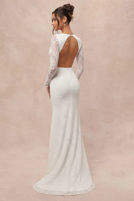 Emmersyn White Lace Backless Maxi Dress sold by Lulus product image thumbnail 2
