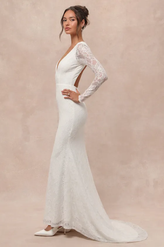 Emmersyn White Lace Backless Maxi Dress sold by Lulus product image thumbnail 3
