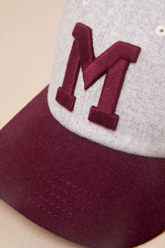 M Archive Heather Grey and Burgundy Dad Hat sold by Lulus product image thumbnail 2