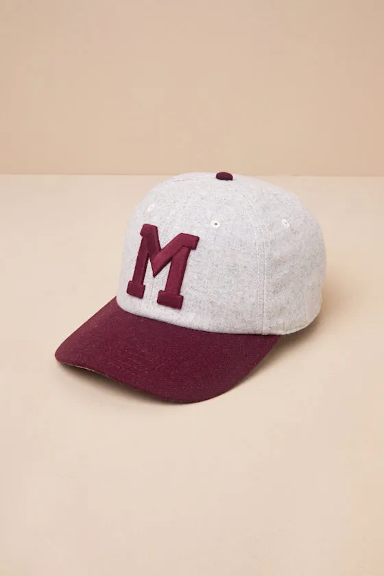 M Archive Heather Grey and Burgundy Dad Hat sold by Lulus product image thumbnail 3