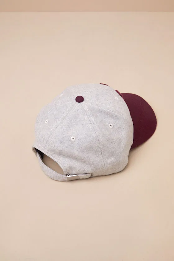 M Archive Heather Grey and Burgundy Dad Hat sold by Lulus product image thumbnail 4
