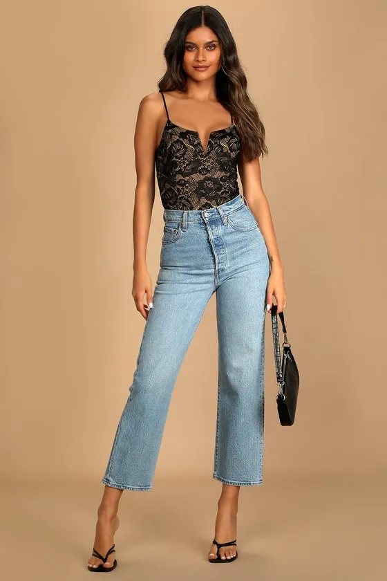 Flirty Touch Black Lace-Up Lace Bodysuit sold by Lulus product image thumbnail 3