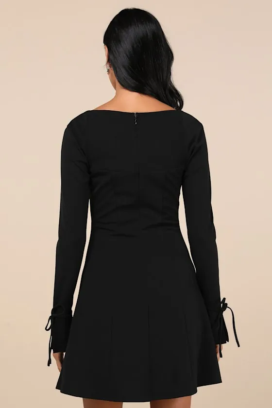 Adored Treatment Black Long Sleeve Tie Cuff Mini Dress sold by Lulus product image thumbnail 3