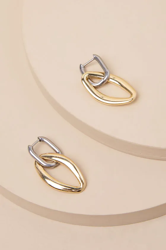 Reena Gold and Silver Drop Earrings sold by Lulus product image thumbnail 2