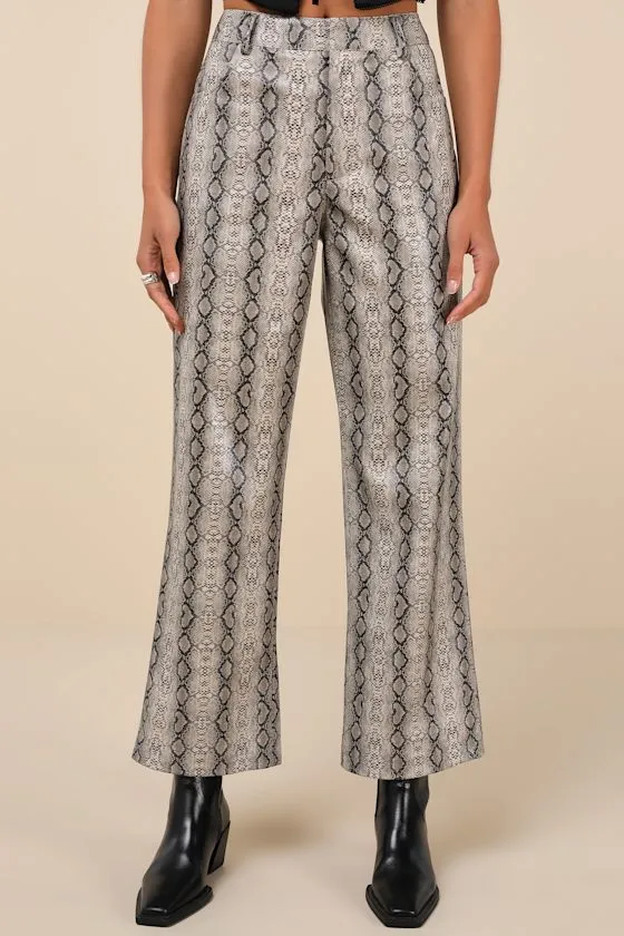 Wildly Captivating Grey Snake Print Vegan Leather Pants sold by Lulus product image thumbnail 3