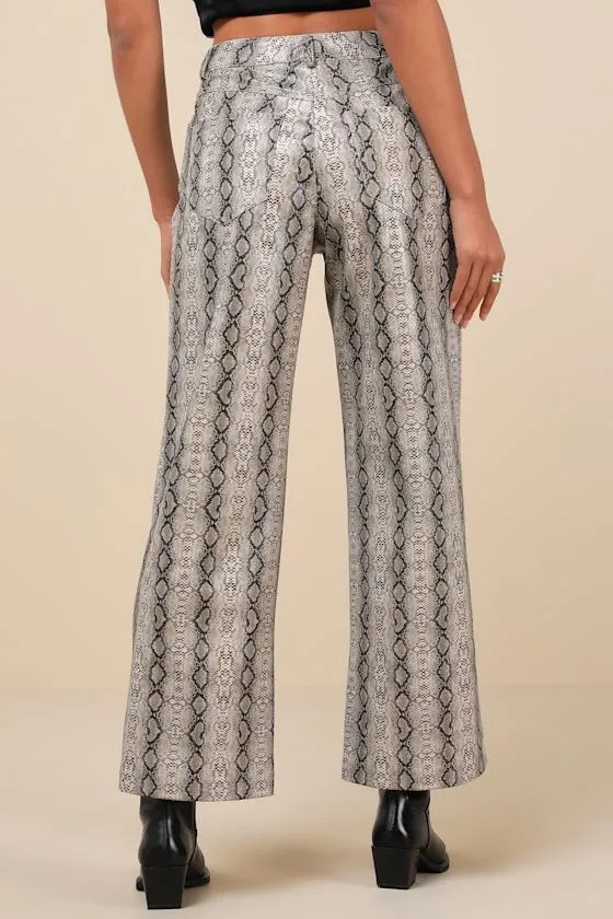Wildly Captivating Grey Snake Print Vegan Leather Pants sold by Lulus product image thumbnail 4