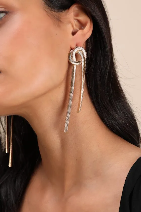 Major Glow Gold Knotted Drop Earrings sold by Lulus