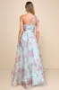 Dramatically Lovely Blue Floral One-Shoulder Maxi Dress sold by Lulus