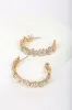 Florals Forever Gold Rhinestone Hoop Earrings sold by Lulus
