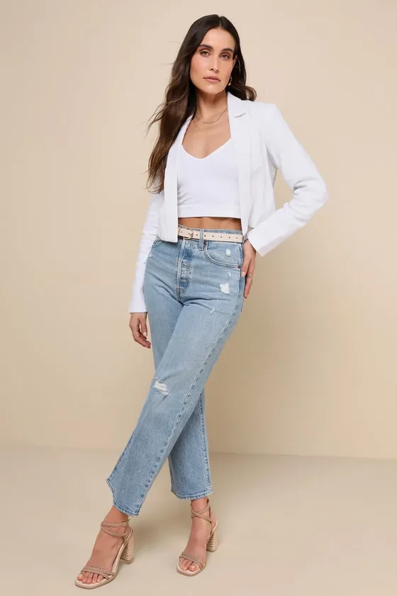 Sophisticated Decision White Linen Cropped Blazer sold by Lulus product image thumbnail 3