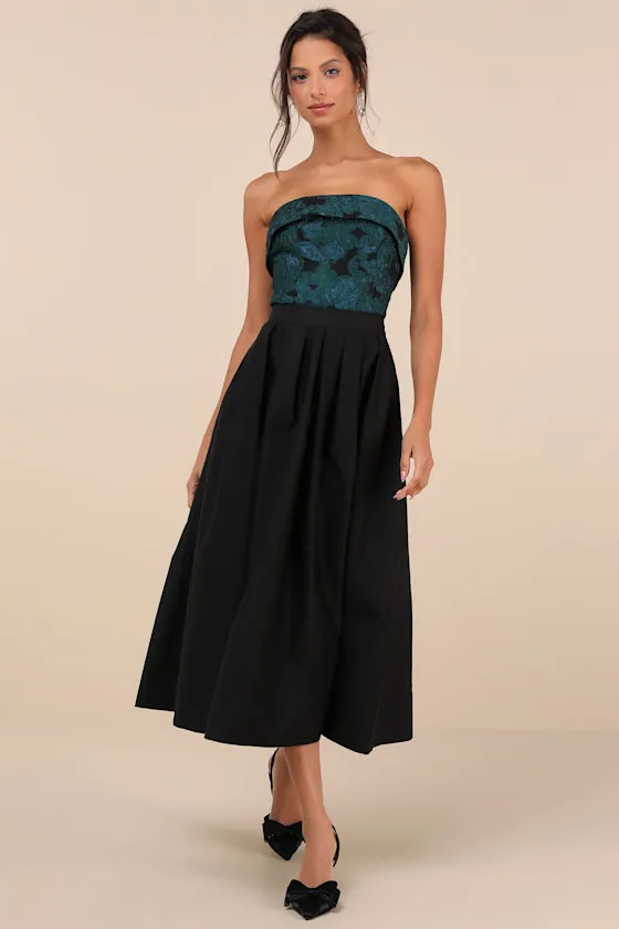 Adored Stunner Teal Green Floral Strapless Crop Top sold by Lulus product image thumbnail 3