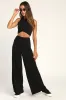 Blissful Beginnings Black Wide-Leg Lounge Pants sold by Lulus