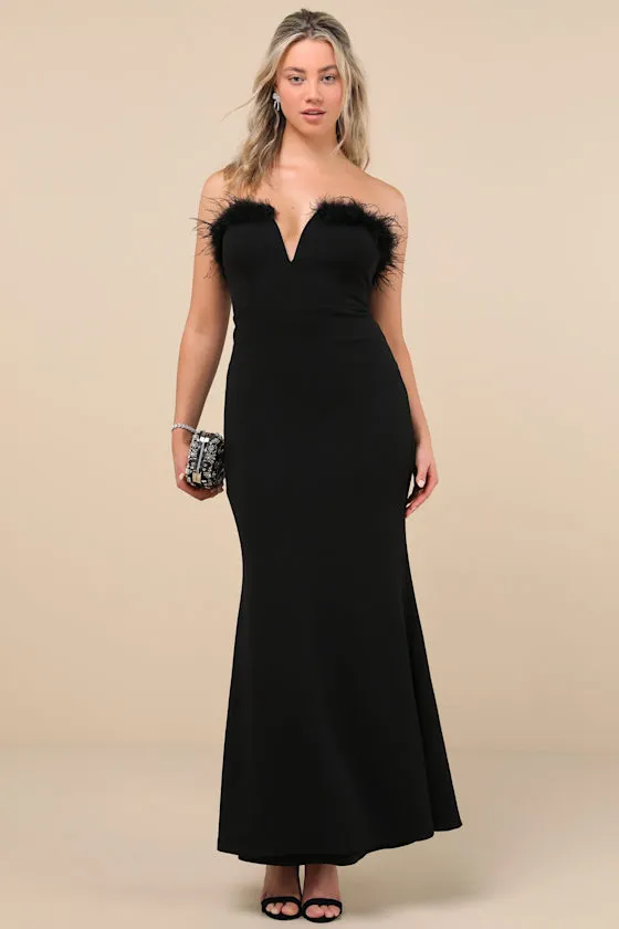 Extraordinary Glam Black Feather Strapless Mermaid Maxi Dress sold by Lulus product image thumbnail 2