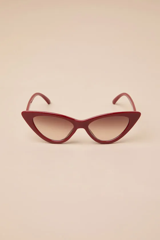 Dottie Dark Red Cat-Eye Sunglasses sold by Lulus product image thumbnail 2