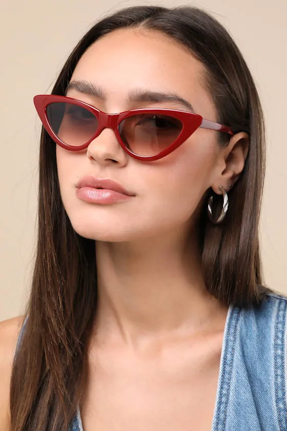 Dottie Dark Red Cat-Eye Sunglasses sold by Lulus product image thumbnail 3
