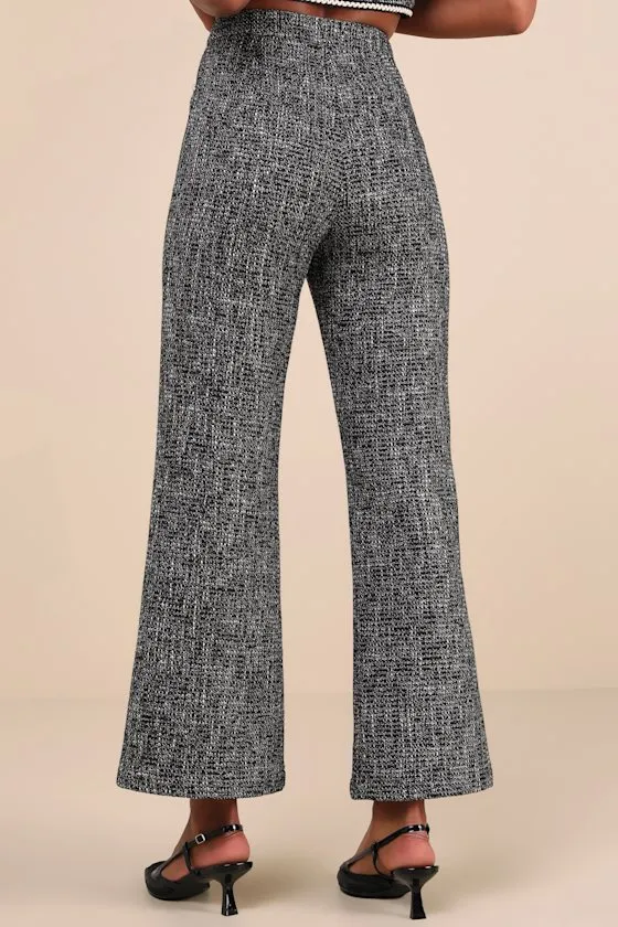 Poised Decision Black Tweed Lurex High-Rise Wide-Leg Pants sold by Lulus product image thumbnail 3